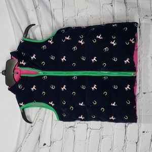 Lilly Pulitzer Navy Vest with Green Trim and Pink Accents